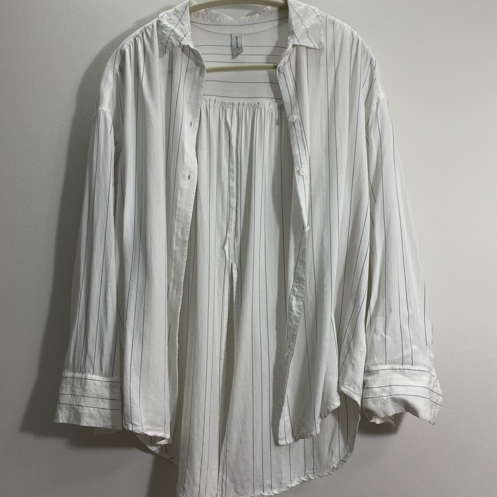 Gentle Fawn White Pinstripe Button Down Shirt
